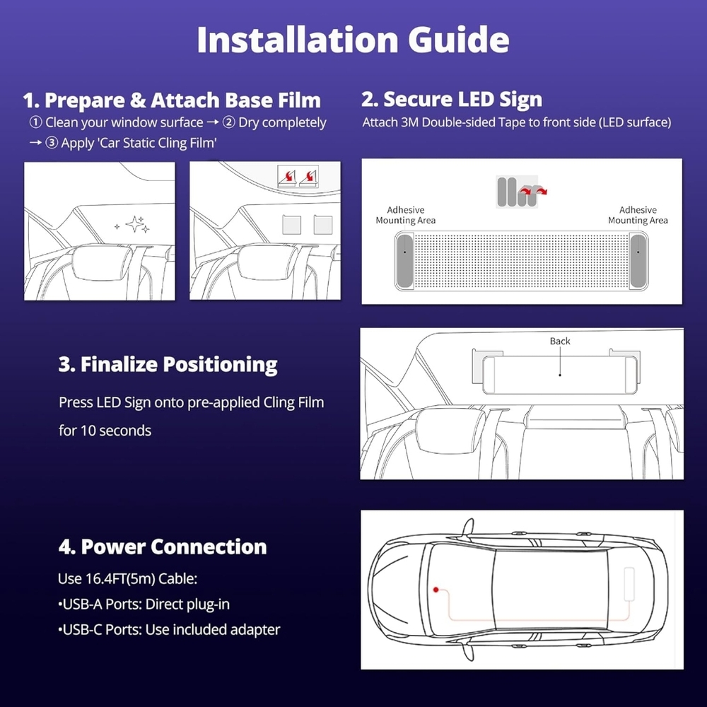 New Aotozone Flexible LED Light Sign for Car, AI Voice & Bluetooth APP Control 1 - Picture 7 of 9